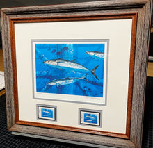 Load image into Gallery viewer, Al Barnes - 1993 Texas Saltwater Stamp Print With Double Stamps - Brand New Custom Sporting Frame