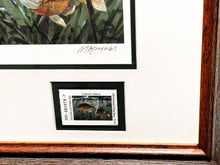 Load image into Gallery viewer, Al Barnes 2006 Texas Freshwater Stamp Print With Double Stamps - Brand New Custom Sporting Frame