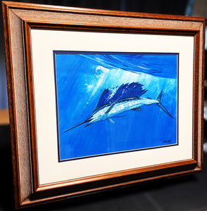 Al Barnes "Marlin And Sailfish" - Medium Framed Original Acrylic Paintings On Board - Brand New Custom Sporting Frame