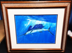 Al Barnes "Marlin And Sailfish" - Medium Framed Original Acrylic Paintings On Board - Brand New Custom Sporting Frame