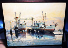 Load image into Gallery viewer, Al Barnes Two Drydocked Ladies Original Oil Painting 1969 On Canvas - Brand New Super Custom Sporting Frame