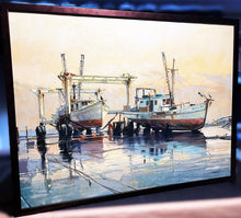 Load image into Gallery viewer, Al Barnes Two Drydocked Ladies Original Oil Painting 1969 On Canvas - Brand New Super Custom Sporting Frame