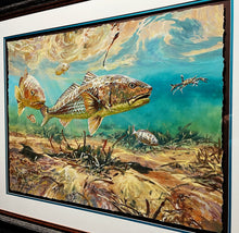 Load image into Gallery viewer, Chance Yarbrough - Backwater Buffet - Full Sheet GiClee - Redfish - Brand New Custom Sporting Frame