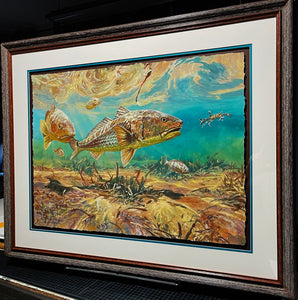 Chance Yarbrough - Backwater Buffet - Full Sheet GiClee - Redfish - Brand New Custom Sporting Frame