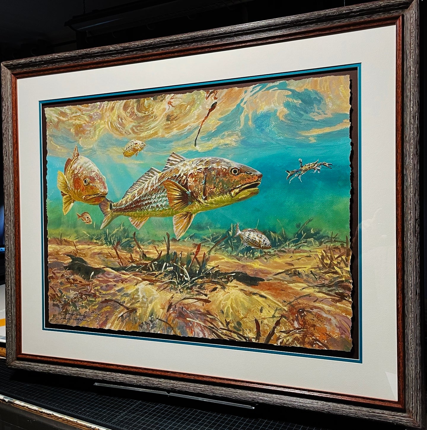 Chance Yarbrough - Backwater Buffet - Full Sheet GiClee - Redfish - Brand New Custom Sporting Frame