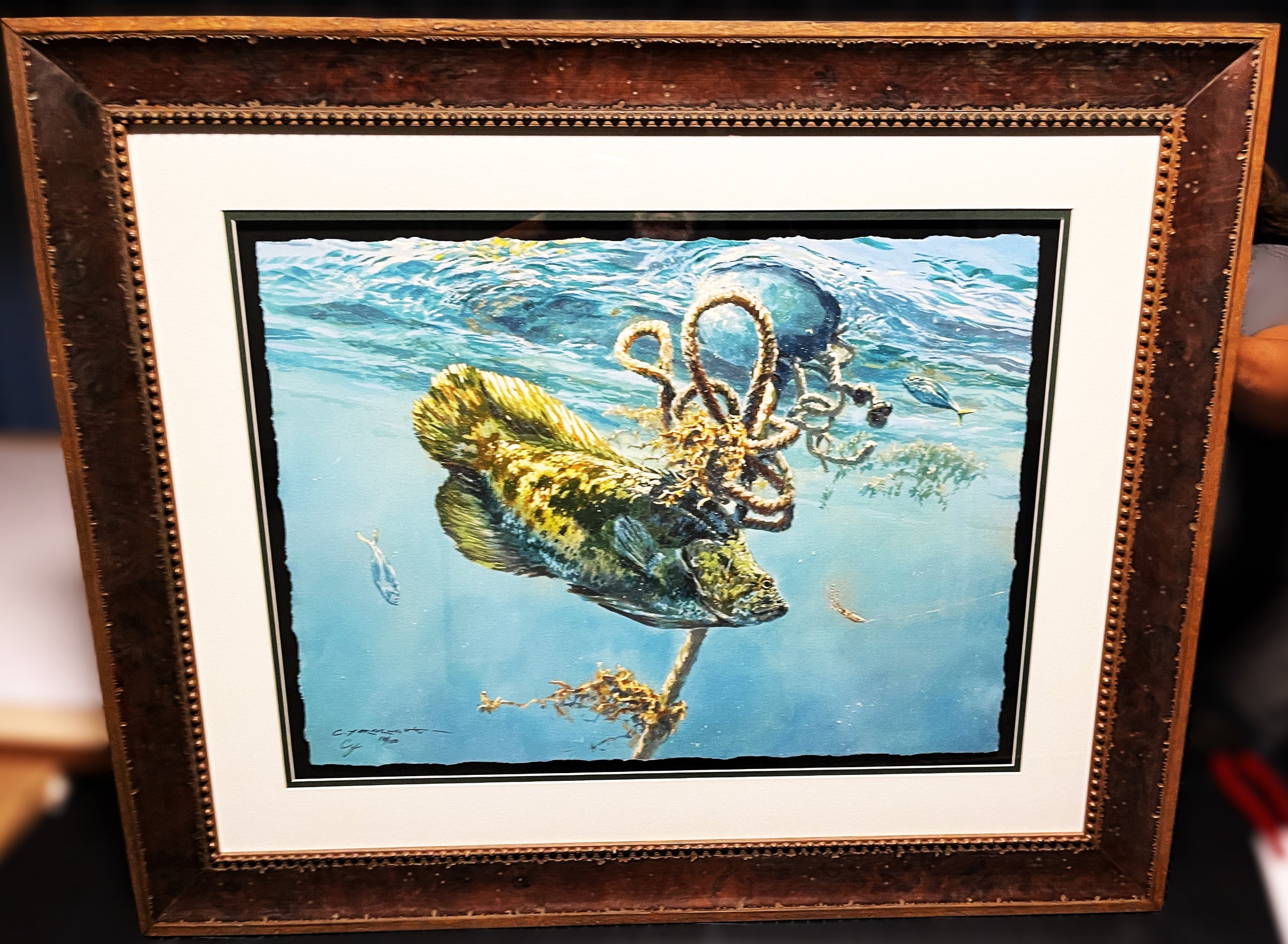 Chance Yarbrough Crab Buoy Ambush GiClee Half Sheet Tripletail Scene - Brand New Super Custom Sporting Frame