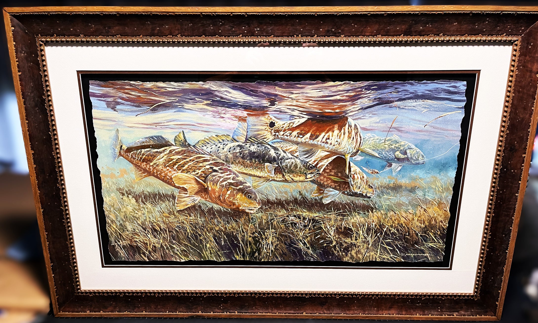 Chance Yarbrough Fence Lake Frenzy GiClee - Artist Proof - Brand New Super Custom Sporting Frame