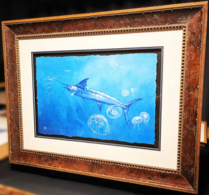 Chance Yarbrough Marlin And Moon Jellies GiClee Blue Marlin - Brand New Custom Sporting Frame