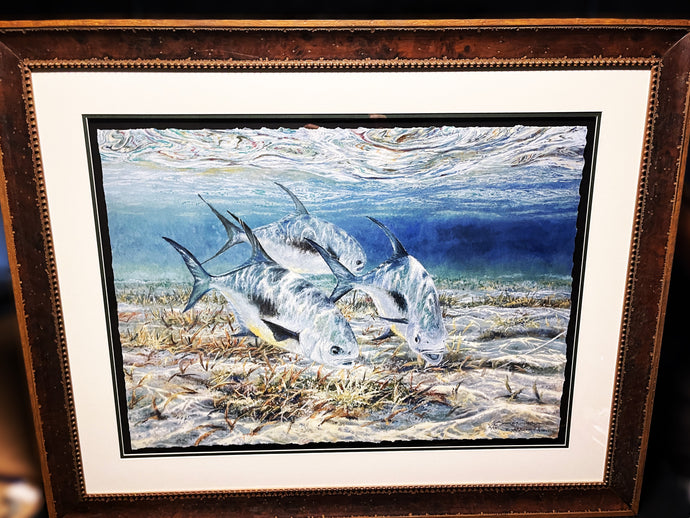 Chance Yarbrough Raghead Permit GiClee Half Sheet Permit Fishing - Brand New Super Custom Sporting Frame