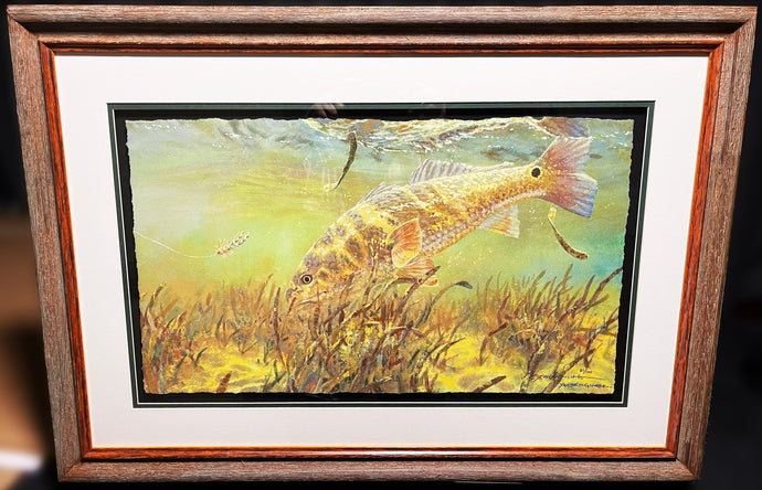 Chance Yarbrough Single Tailing Red GiClee Half Sheet - Tailing Redfish - Brand New Super Custom Sporting Frame