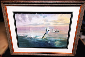 Chance Yarbrough Slicked Off GiClee Half Sheet- Fighting Tarpon - Brand New Super Custom Sporting Frame