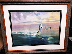Chance Yarbrough Slicked Off GiClee Half Sheet- Fighting Tarpon - Brand New Super Custom Sporting Frame