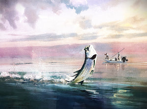 Chance Yarbrough Slicked Off GiClee Half Sheet- Fighting Tarpon - Brand New Super Custom Sporting Frame