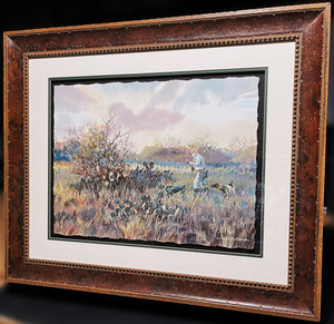 Chance Yarbrough Tribute To Herb GiClee Half Sheet - Quail Hunting With Herb Booth - Brand New Super Custom Sporting Frame