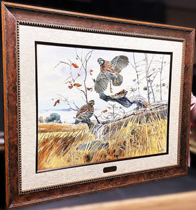 Clay McGaughy Quail In Flight Original Water Color Painting Full Sheet - Brand New Super Custom Sporting Frame