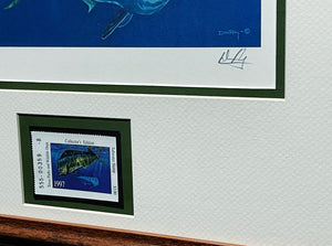 Don Ray - 1997 Texas Saltwater Stamp Print With Stamp - Mahi Mahi - Brand New Custom Sporting Frame