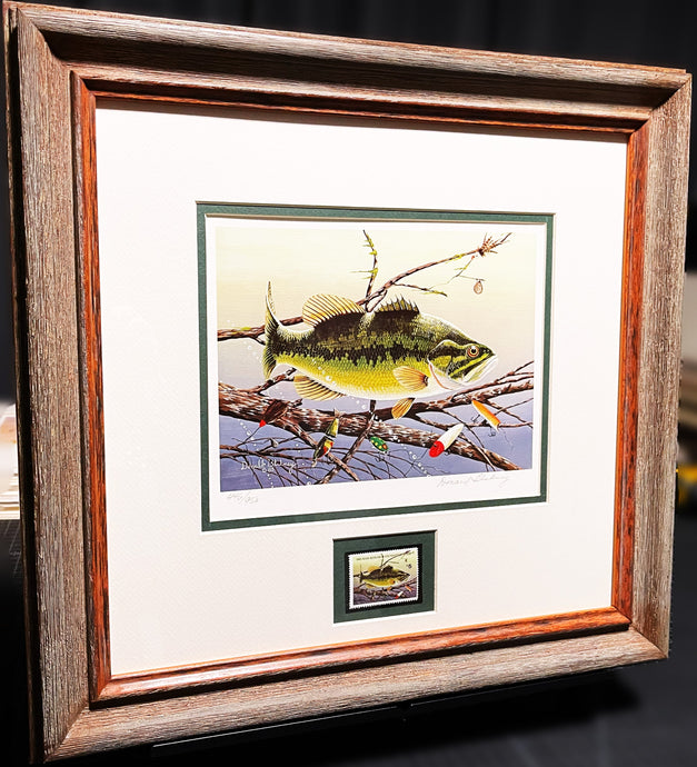 Donald Blakney 1983 Bass Research Foundation Stamp Print With Stamp - Brand New Super Custom Sporting Frame