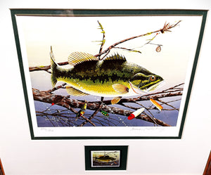 Donald Blakney - 1983 Bass Research Foundation Stamp Print With Stamp - Brand New Custom Sporting Frame