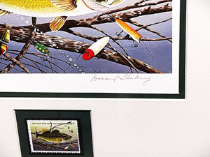 Donald Blakney 1983 Bass Research Foundation Stamp Print With Stamp - Brand New Super Custom Sporting Frame