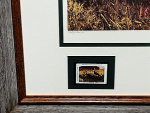 Eldridge Hardie - 1989 Texas Turkey Stamp Print With Double Stamps - Brand New Custom Sporting Frame