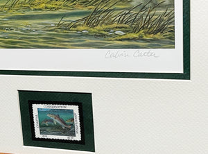 Calvin Carter - 2012 CCA Coastal Conservation Association Stamp Print With Stamp - Brand New Custom Sporting Frame