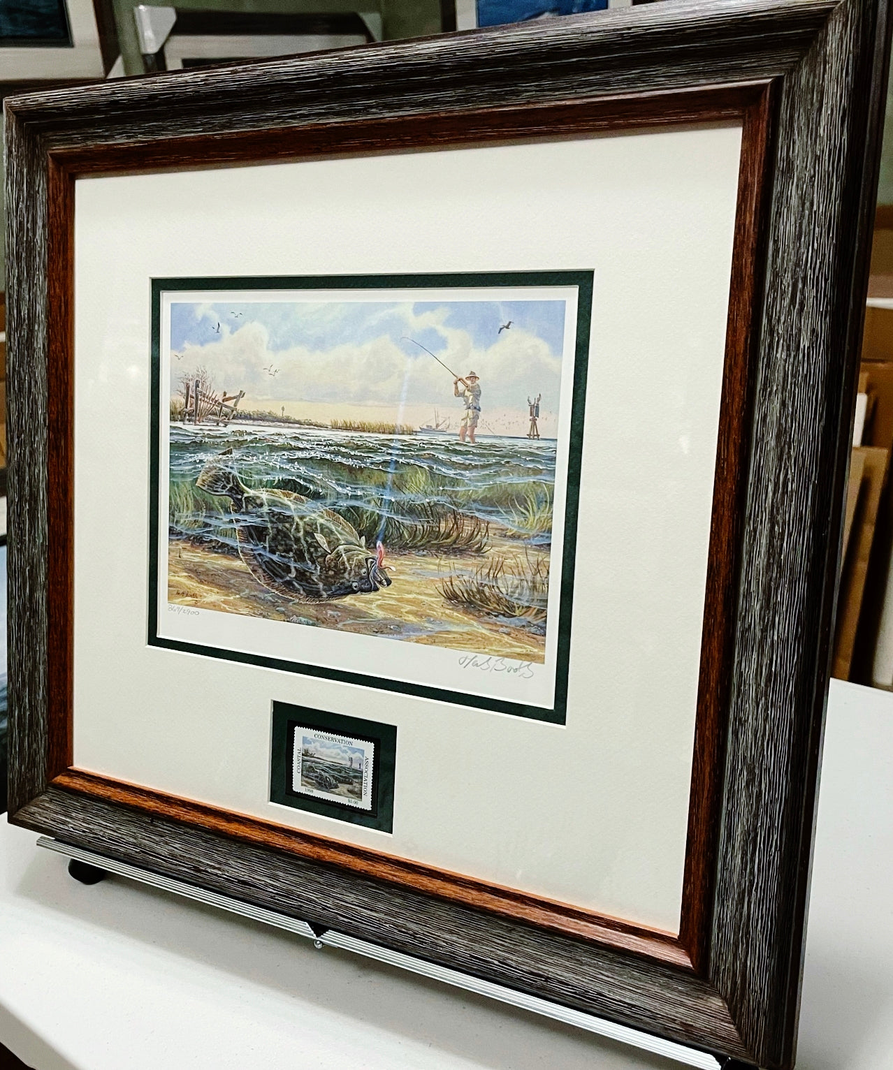 Herb Booth 1998 Coastal Conservation Association CCA Print With Stamp - Brand New Super Custom Sporting Frame