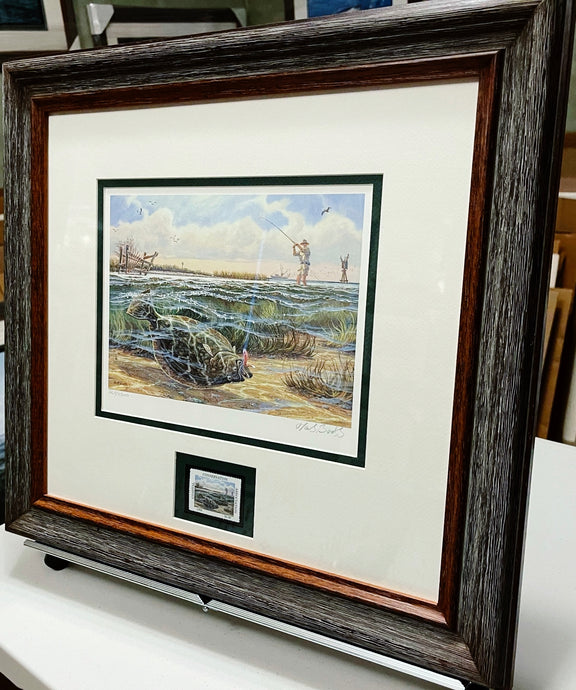 Herb Booth 1998 Coastal Conservation Association CCA Print With Stamp - Brand New Super Custom Sporting Frame