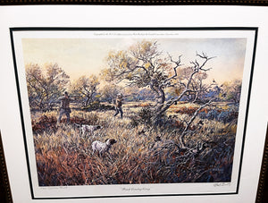 Herb Booth Brush Country Covey - Lithograph - Brand New Super Custom Sporting Frame