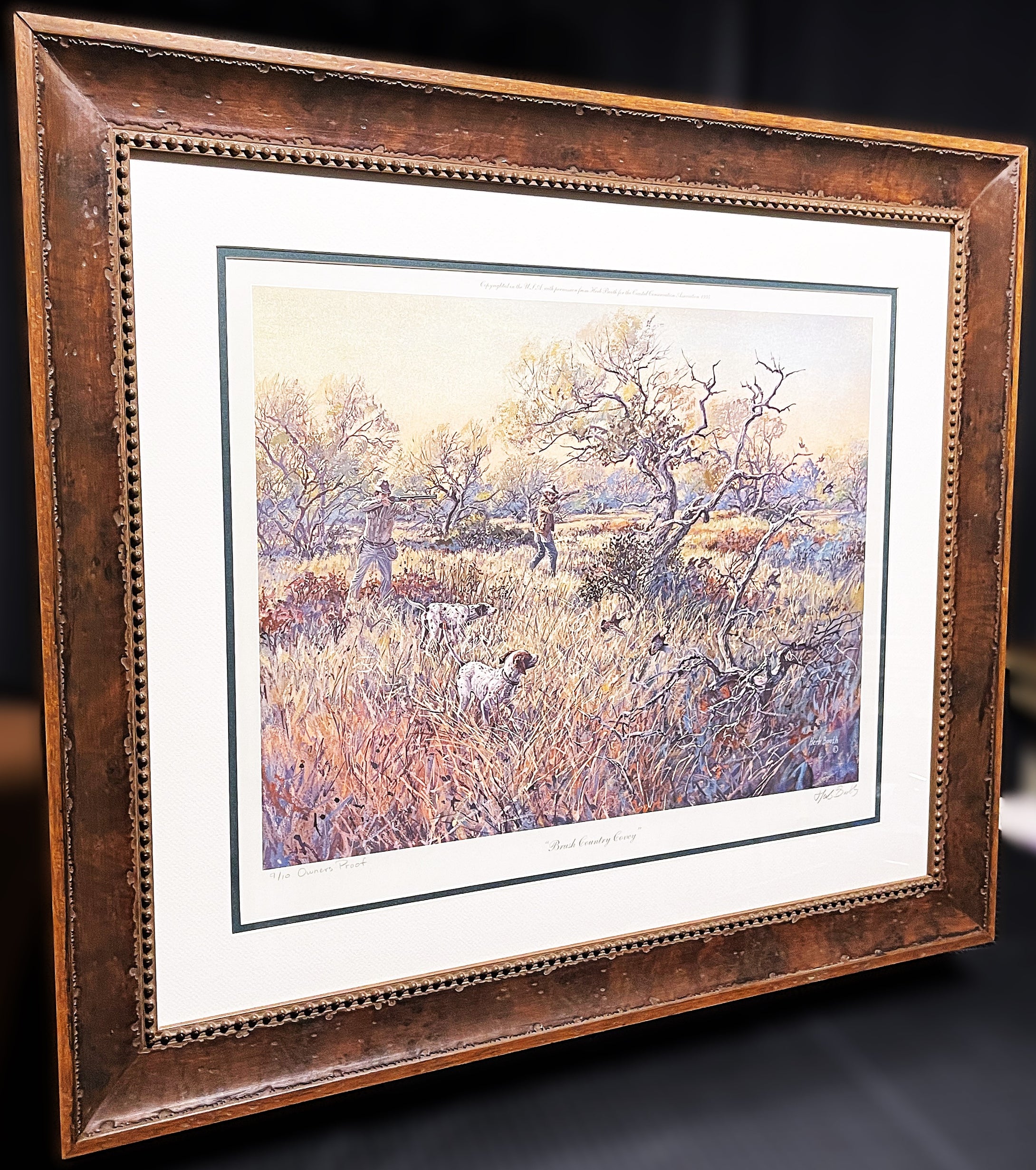 Herb Booth Brush Country Covey - Lithograph - Brand New Super Custom Sporting Frame