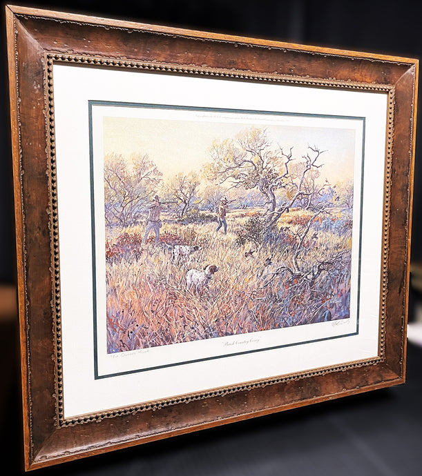 Herb Booth Brush Country Covey - Lithograph - Brand New Super Custom Sporting Frame