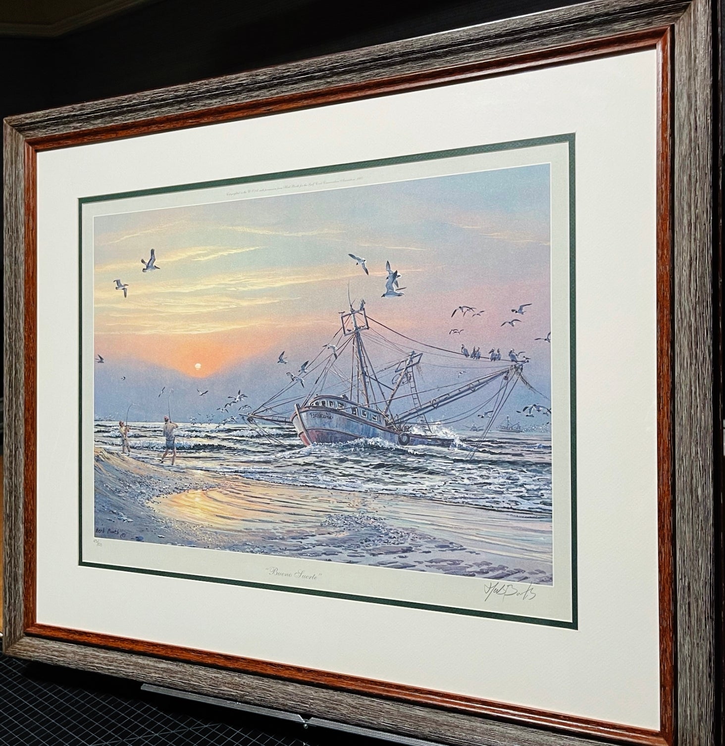 Herb Booth Bueno Suerte Lithograph Coastal Conservation Association CCA - Brand New Super Custom Sporting Frame
