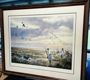 Herb Booth - Finishing Up - Lithograph Print - Hunting The Rice Fields Of Eagle Lake - Brand New Custom Sporting Frame