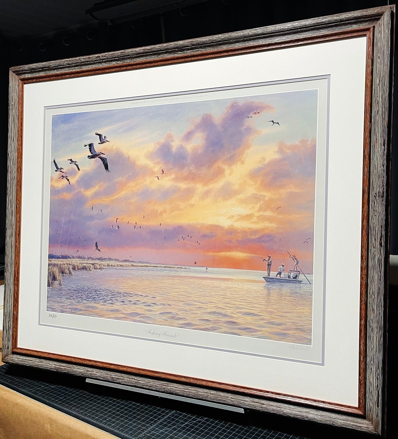 Herb Booth - Fishing Friends - Lithograph - Brand New Custom Sporting Frame