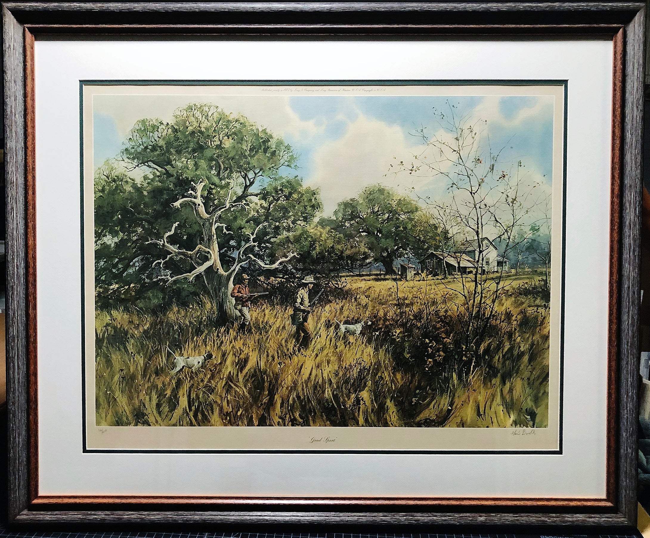Herb Booth - Good Sport - Lithograph Quail Hunting Year 1977 - Brand New Custom Sporting Frame