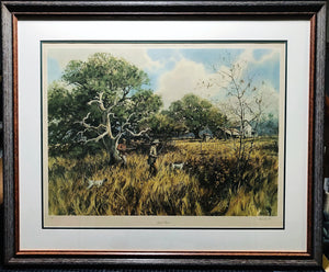 Herb Booth Good Sport Lithograph Quail Hunting Year 1977 - Brand New Custom Sporting Frame