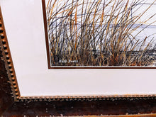 Load image into Gallery viewer, Herb Booth Winding Original Watercolor Painting Half Sheet - Greenhead Mallards In Flight - Custom Frame