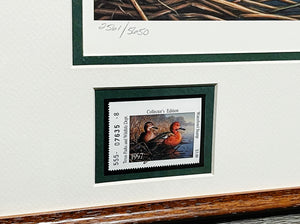 James Hautman 1997 Texas Waterfowl Duck Stamp Print With Double Stamps - Brand New Super Custom Sporting Frame