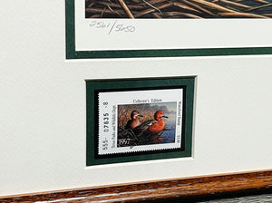 James Hautman - 1997 Texas Duck Stamp Print With Double Stamps - Brand New Custom Sporting Frame