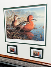 Load image into Gallery viewer, James Hautman 1997 Texas Waterfowl Duck Stamp Print With Double Stamps - Brand New Super Custom Sporting Frame