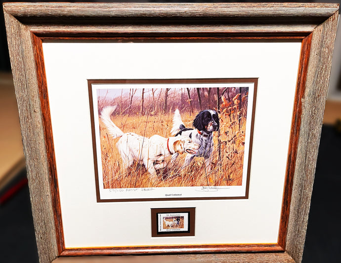 James Killen 1988 Quail Unlimited Stamp Print With Stamp - Artist Proof - Brand New Super Custom Sporting Frame