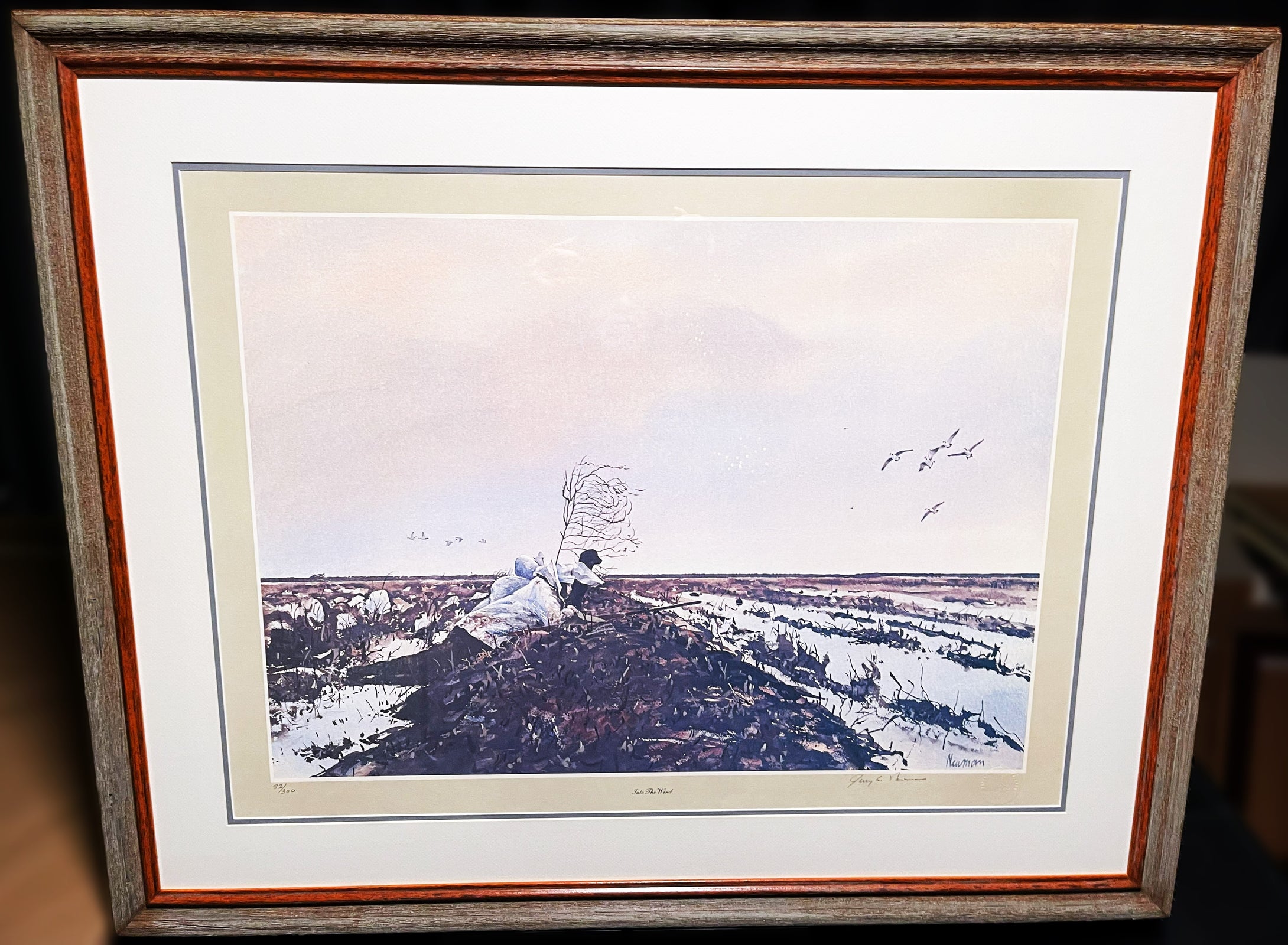 Jerry Newman Into The Wind Lithograph Print - Brand New Super Custom Sporting Frame