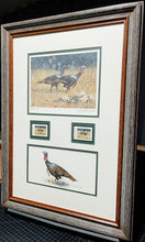 Load image into Gallery viewer, John Dearman - 1991 Texas Turkey Stamp Print Artist Proof 2 Stamps Original Inlay - Brand New Custom Sporting Frame
