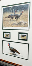 Load image into Gallery viewer, John Dearman - 1991 Texas Turkey Stamp Print Artist Proof 2 Stamps Original Inlay - Brand New Custom Sporting Frame