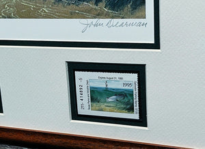 John Dearman 1995 Texas Saltwater Stamp Print With Double Stamps - Brand New Super Custom Sporting Frame