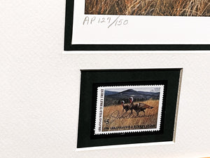 John Dearman 1996 Arkansas Wild Turkey Stamp Print With Double Stamps - Artist Proof - Brand New Super Custom Sporting Frame