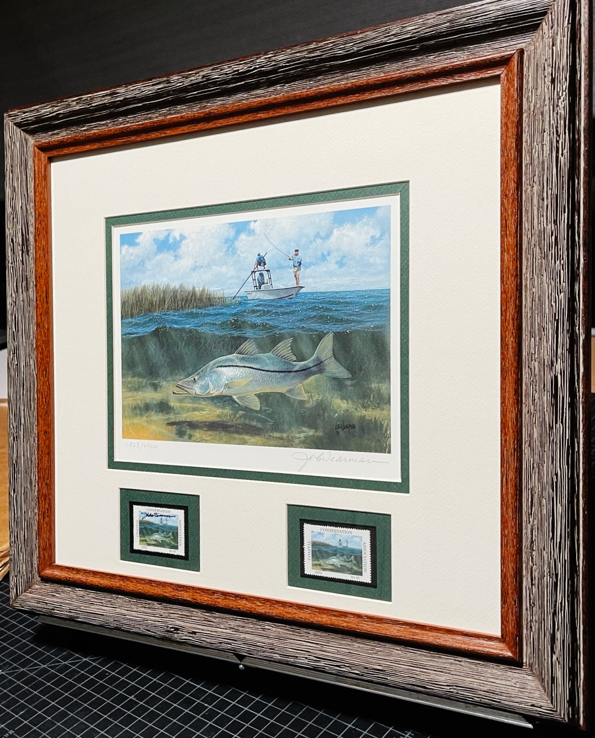 John Dearman - 2002 Coastal Conservation Association CCA With Double Stamps - Brand New Custom Sporting Frame