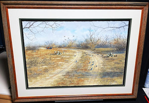 John Dearman  Blue Quail - GiClee Full Sheet - Brand New Custom Sporting Frame