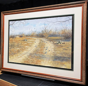 John Dearman  Blue Quail - GiClee Full Sheet - Brand New Custom Sporting Frame