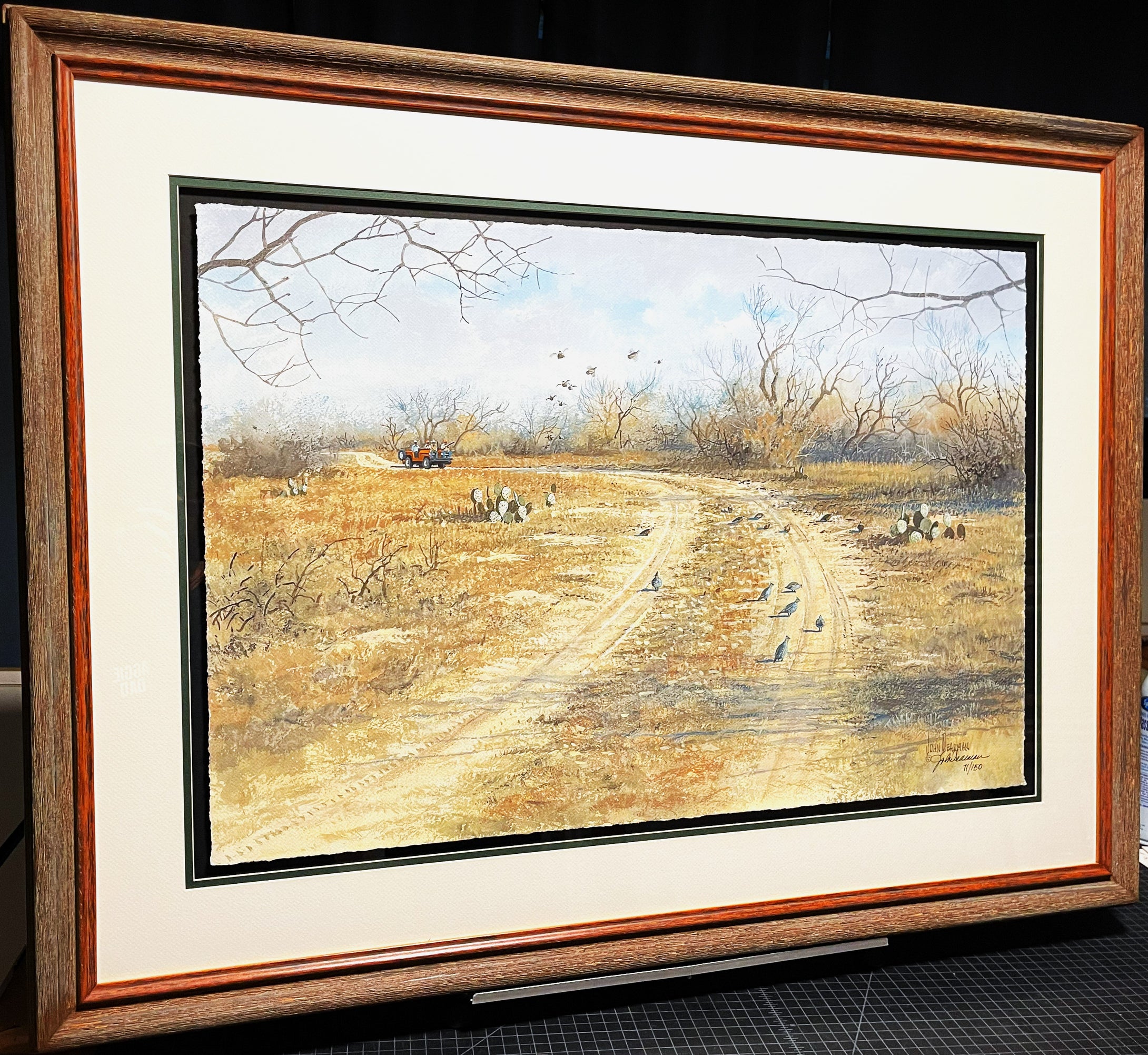 John Dearman  Blue Quail - GiClee Full Sheet - Brand New Custom Sporting Frame