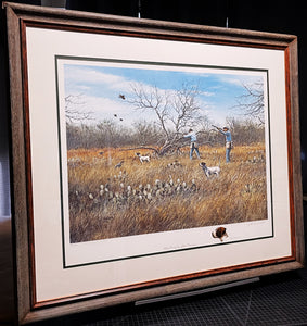 John Dearman - Clear Covey - Lithograph With Rare Pointer Remarque - Brand New Custom Sporting Frame